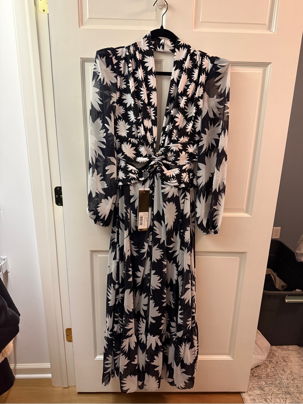 PatBO Dahlia Black and White Maxi Dress
